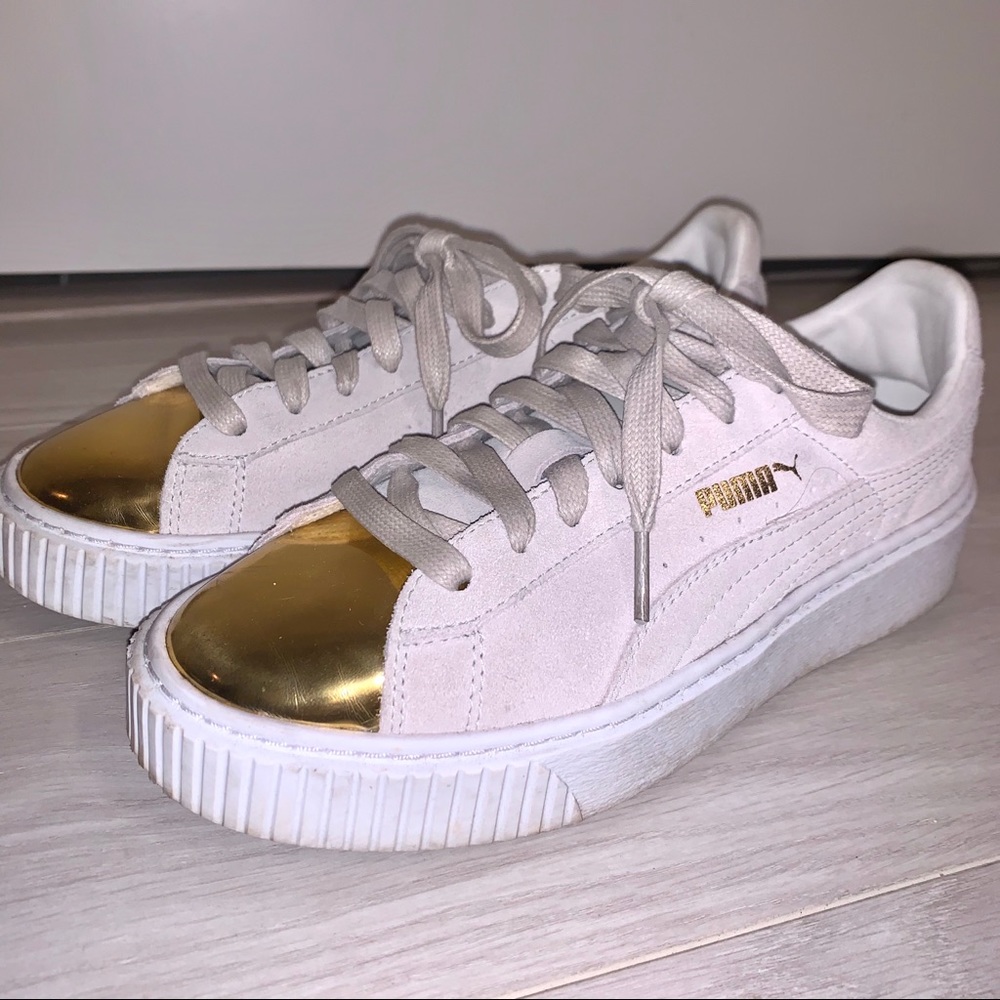 Puma Suede Platform Gold Sneakers
